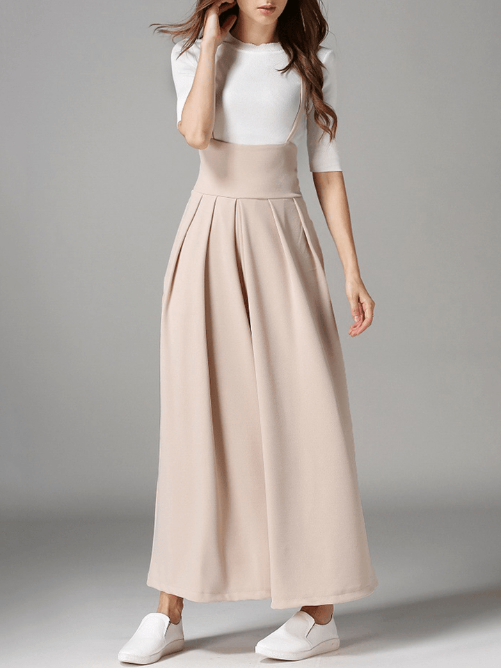 Sleeveless Straps Loose Wide Leg Pants