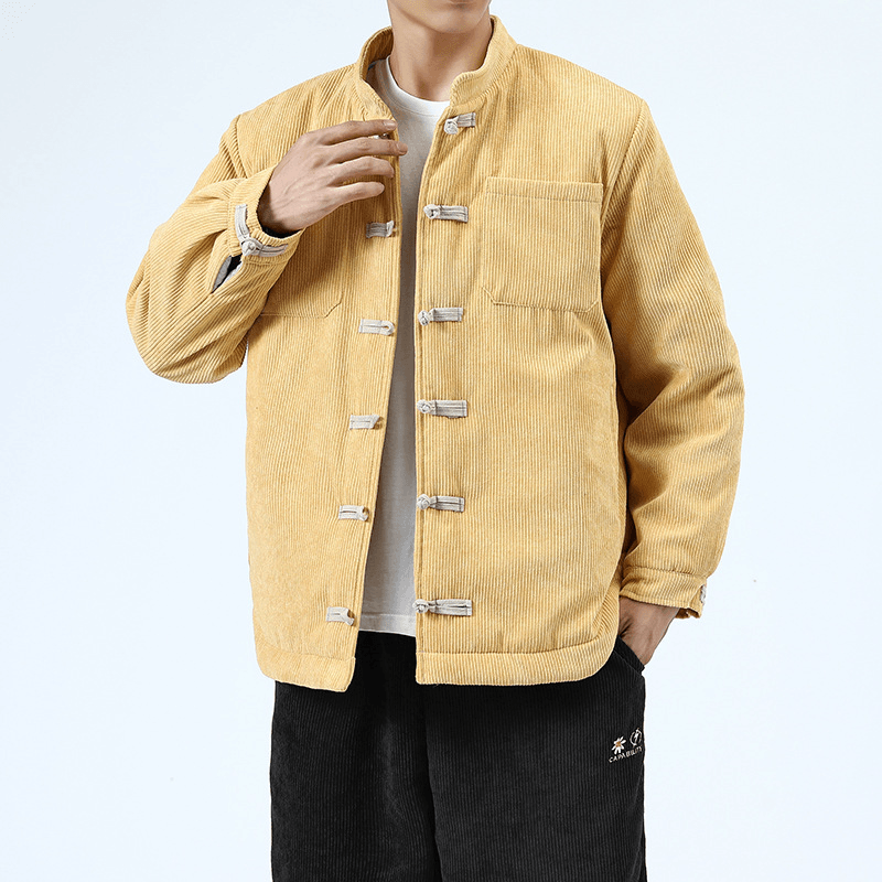 Men'S Casual Cotton-Padded Buckle Top Coat