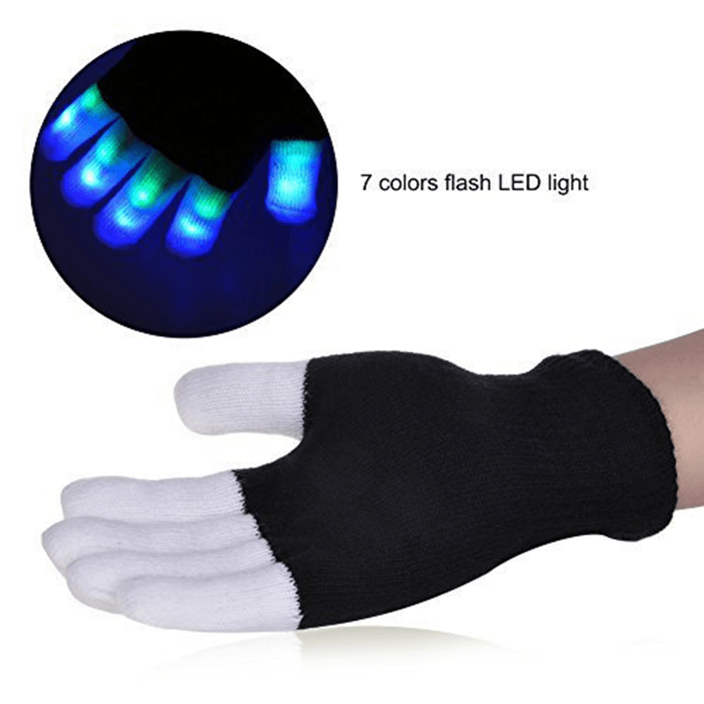 7 Mode LED Finger Lighting Flashing Glow Mittens Gloves Rave Light Festive Event Party Supplies