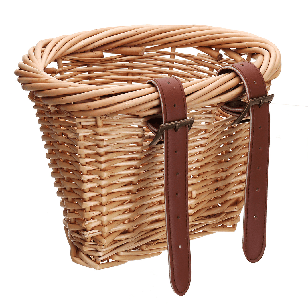 Travel Carry Bag Carrier Bike Wicker Bicycle Front Basket Bike Basket Dog Cat Pet Seat Carrier