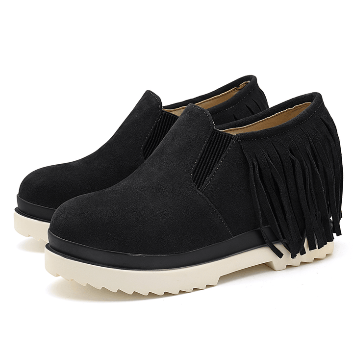 Tassel Slip on Wedges Platform Comfortable Ankle Boots