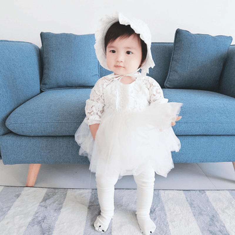 Qz7013 on Behalf of One Generation Ins Infant Explosion Lace Dress with Hat Gauze Dress.