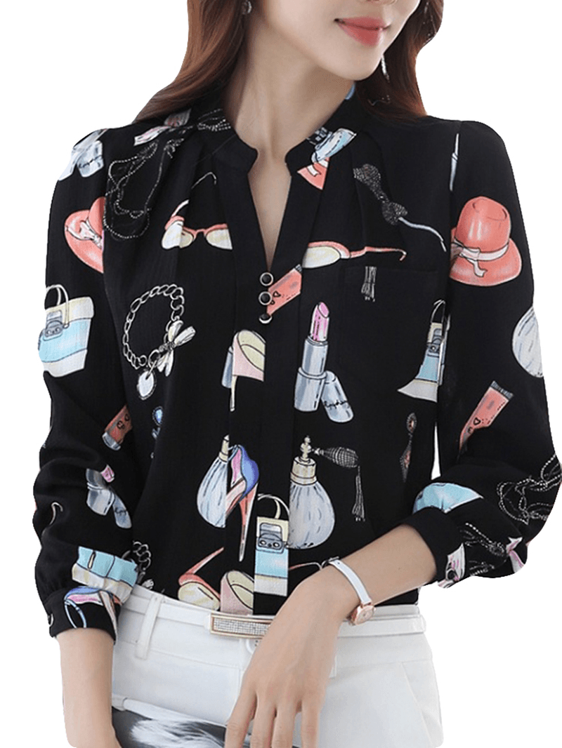 Cartoon Printed Stand Collar Shirts