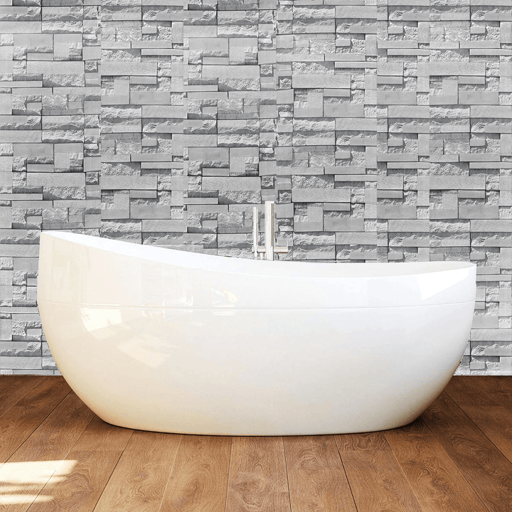 Gray Wallpaper Sticker Wall Cloth Wallpaper Self-Adhesive Waterproof Pvc Retro Brick Pattern Stone Wall Decoration