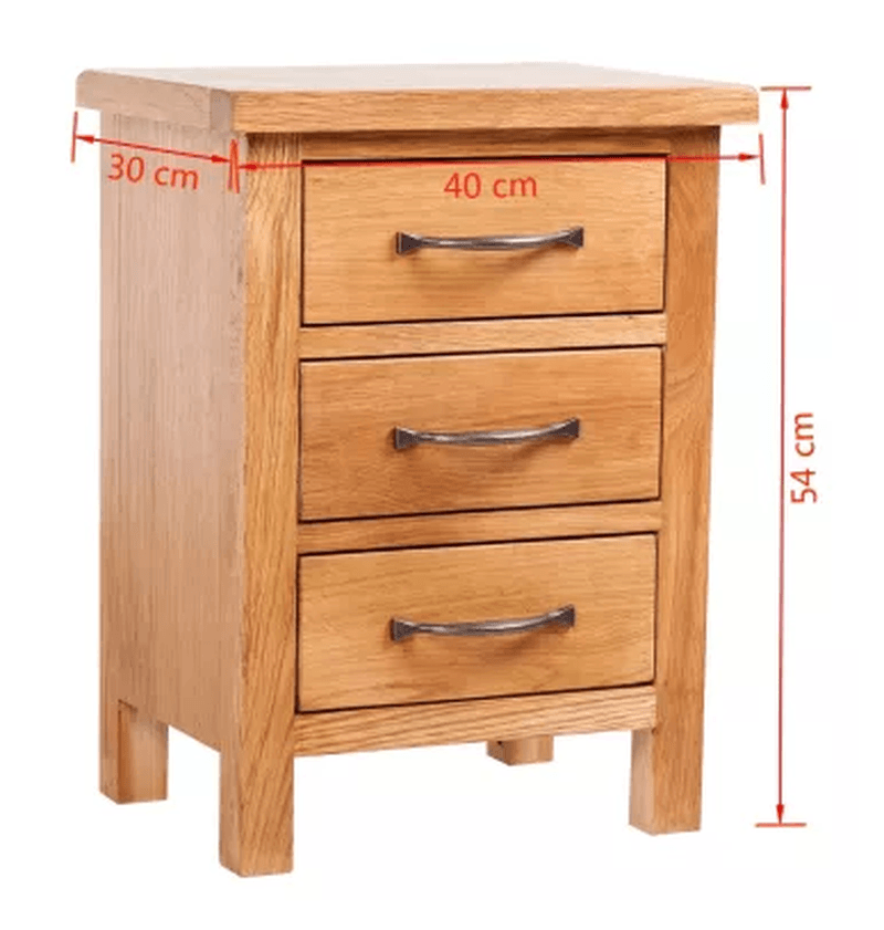 Solid Oak Wood Nightstand with 3 Storage Drawers Living Room Bedroom Stand Brown 15.7"X11.8"X21.3"