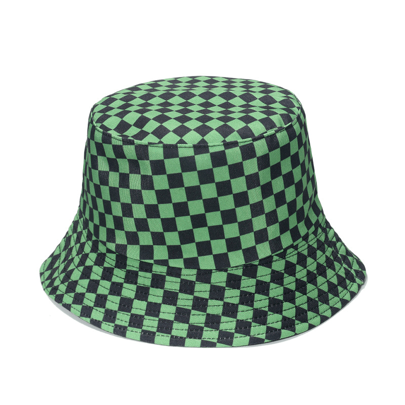 Fashion Personality Black and White Checkerboard Plaid Fisherman Hat