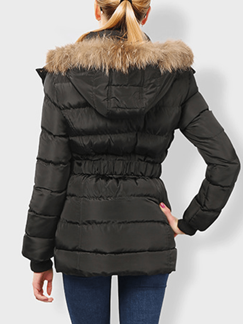 Faux Fur Hooded Quilted Coat