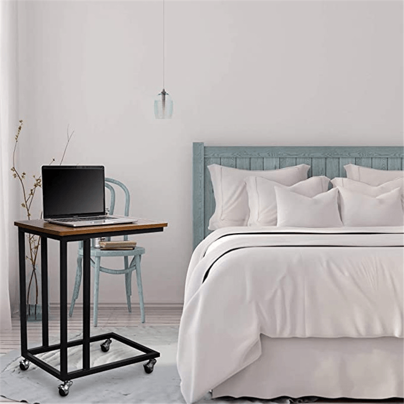 C Table Sofa Side Mobile / Fixed End Table for Living Room Coffee Laptop Desk