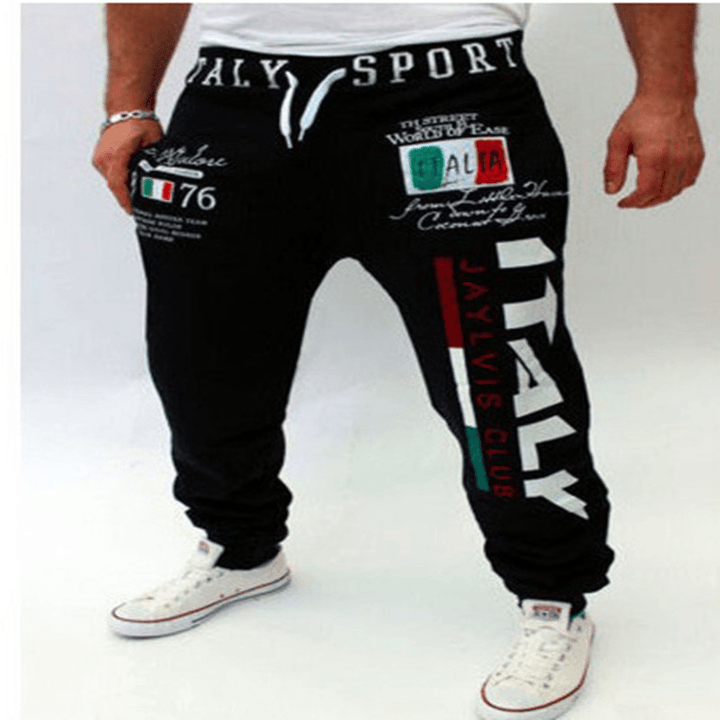 Men'S Letter Digital Print Casual Pants