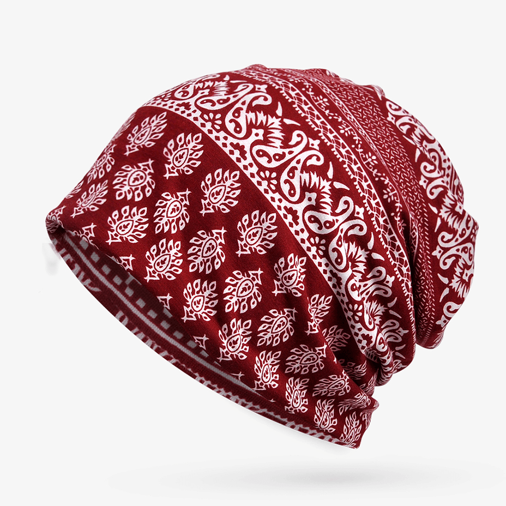 Ethnic Printting Beanie Hats Scarf Cotton Double Use Turban