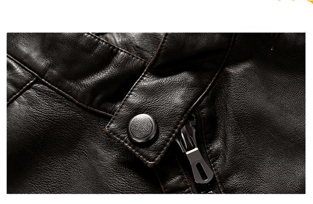 Middle-Aged and Elderly Fall Winter Men'S Leather Pu Jacket Jacket Slim Business Casual Men'S