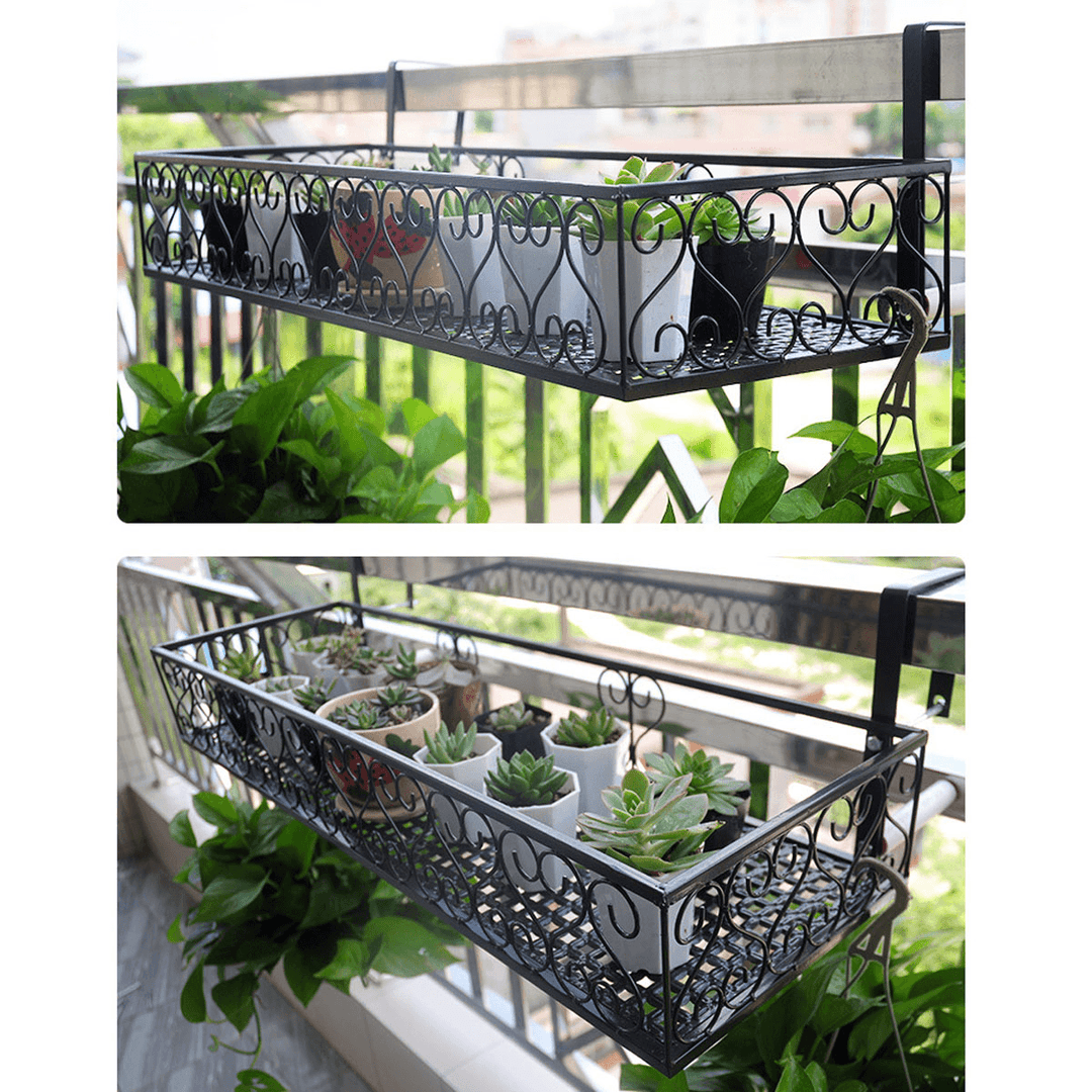 Flower Pot Stand Rack-Mounted Balcony Wrought Iron Hanging for Home