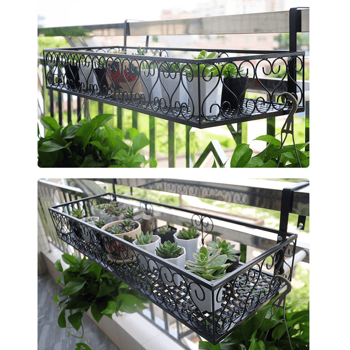 Flower Pot Stand Rack-Mounted Balcony Wrought Iron Hanging for Home