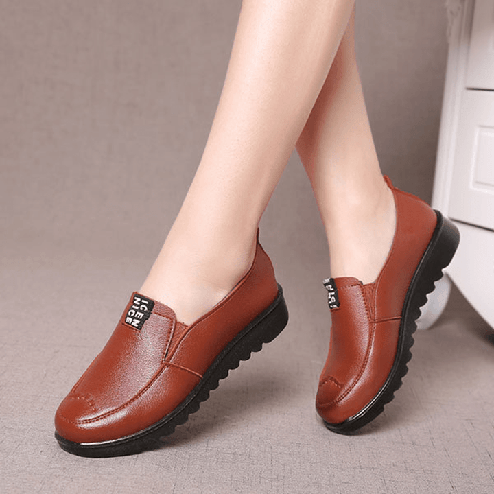 Women Flat Casual Breathable Shoes Leather Slip on Loafers