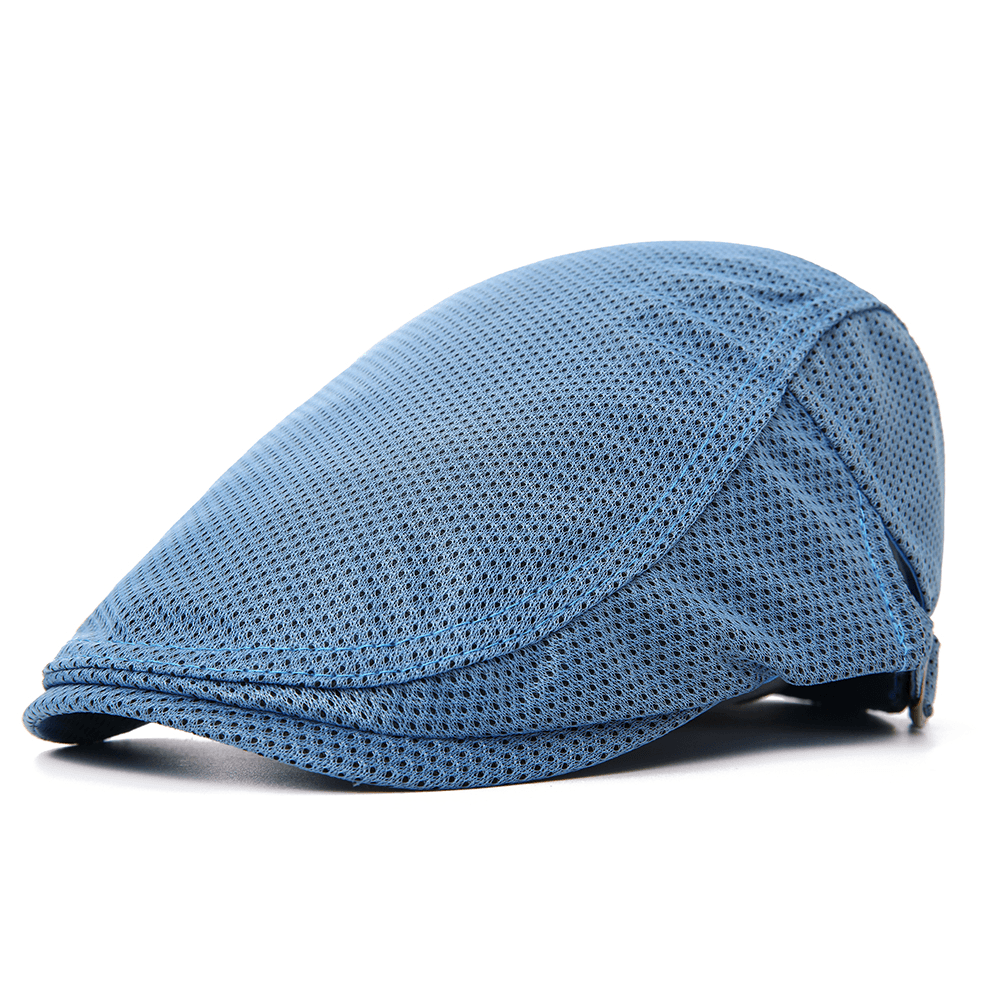 Men Polyester Mesh Breathable Beret Hat Ivy Newsboy Caps - MRSLM