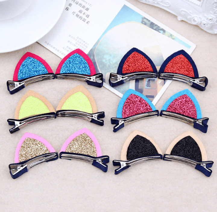 2Pcs / Lot Girls Barrettes Cute Cat Ears Hair Clip Kids Safety Headband Hairpin for Kids Hair Accessories