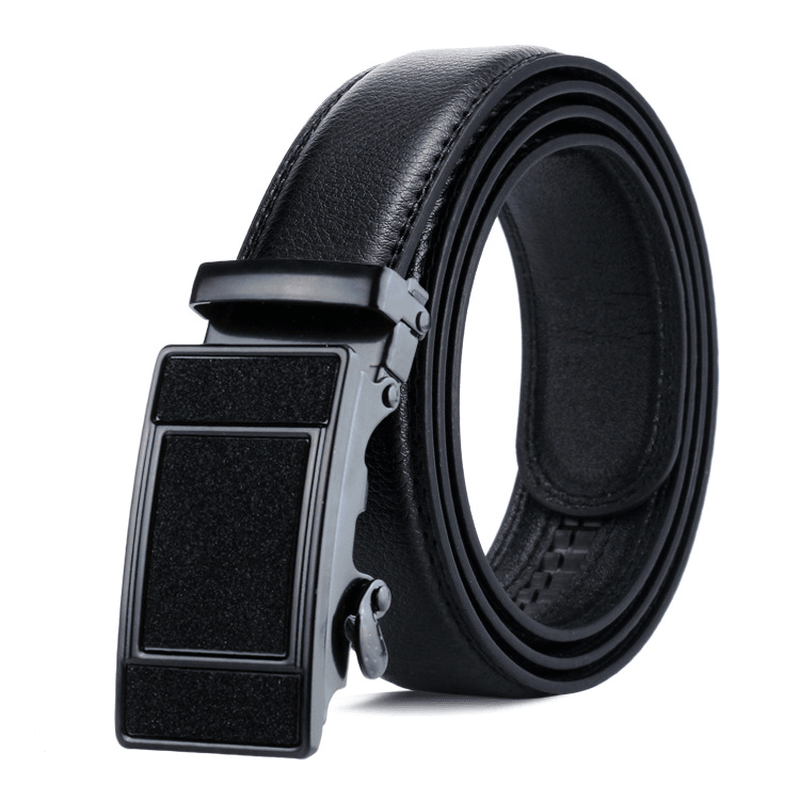 Matte Black Men'S Belt Lychee Pattern Casual Belt