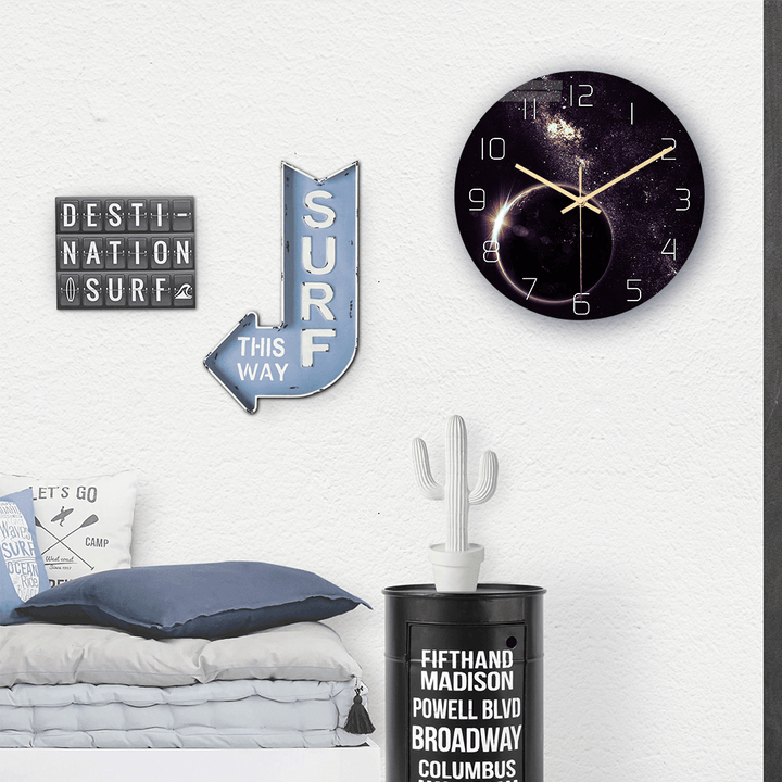 CC022 Creative Starry Pattern Wall Clock Mute Wall Clock Quartz Wall Clock for Home Office Decorations