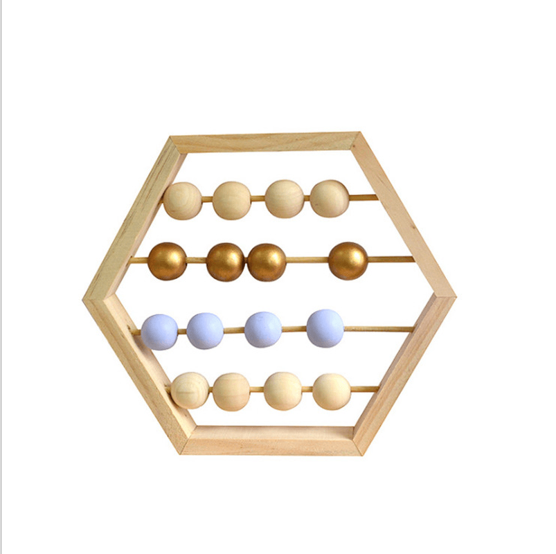 Hexagonal Wooden Abacus Beads Early Childhood Education Toys