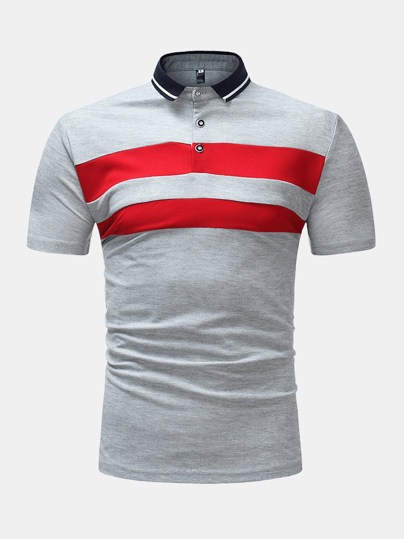 Mens Color Block Half Open Button Casual Golf Shirts - MRSLM