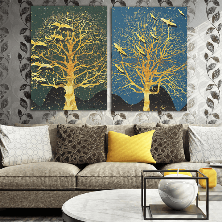 2Pcs Modern Tree Canvas Print Paintings Wall Art Unframed Picture Home Decor