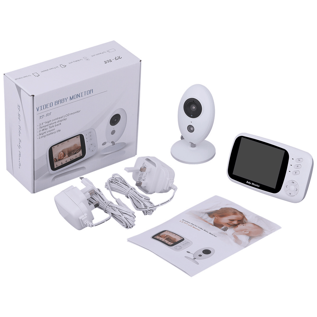 3.5 Inch Wireless Baby Monitor Baby Security Camera Night Vision Temperature Detection LCD HD Display Two-Way Talk Camera with Lullaby