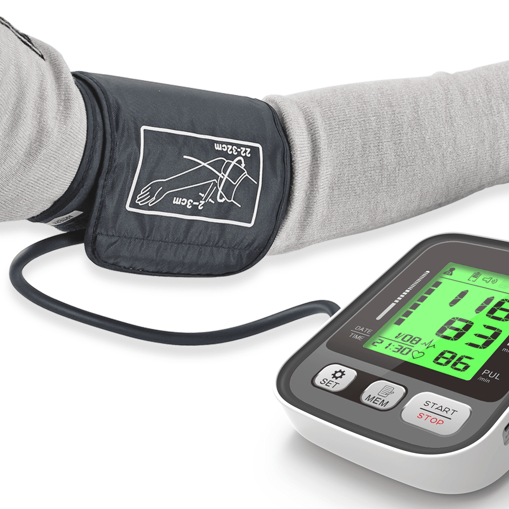 Boxym Upper Arm Blood Pressure Monitor Large Cuff Arm Pulse Sphygmomanometer Automatic BP Heart Rate Pulse Tonometer Tensiometer