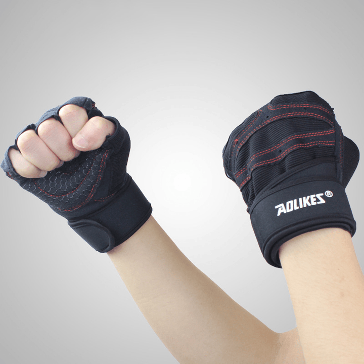 Fitness Gloves Men and Women Exercise Equipment Dumbbell Exercise Weightlifting Half-Finger Gloves Training Gym Breathable Non-Slip