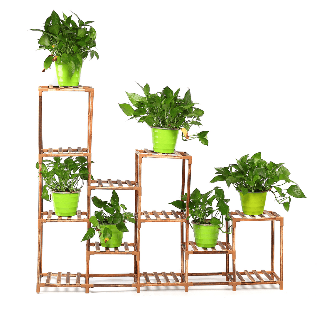 Multi-Tier Wooden Flower Pot Stand Indoor Outdoor Garden Plant Shelf Flower Succulent Storage Shelves Rack Display