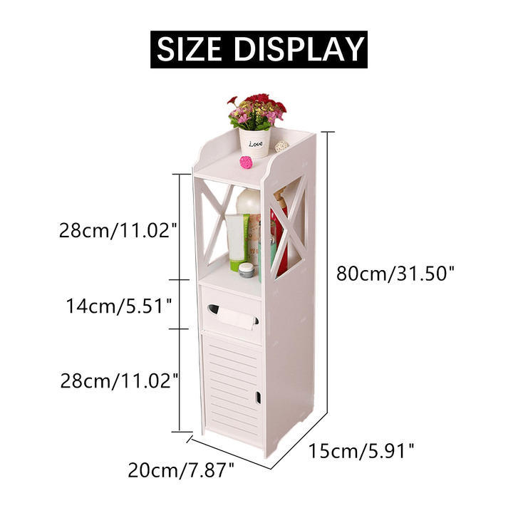 Bathroom Storage Cupboard Cabinet White Plastic Standing Paper Towel Organizer