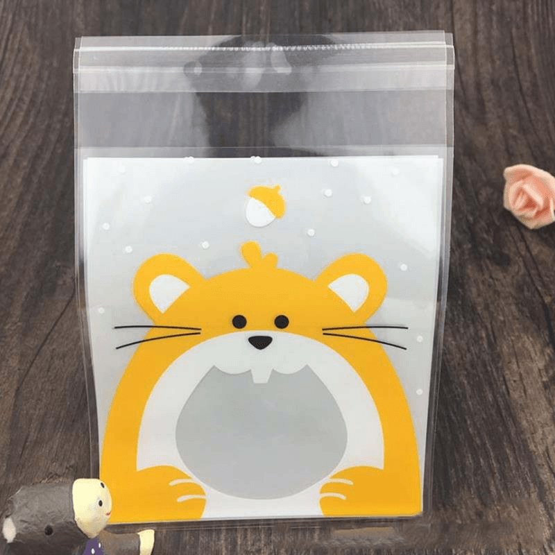 10*10 100Pcs/Lot Creative Cookie Bag Cute Cartoon Candy Baking Plastic Ziplock Packing