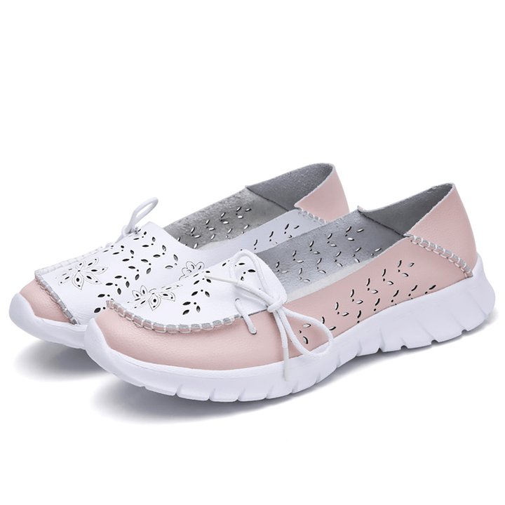 Women Stricing Flowers Hollow Sports Non Slip Casual Loafers