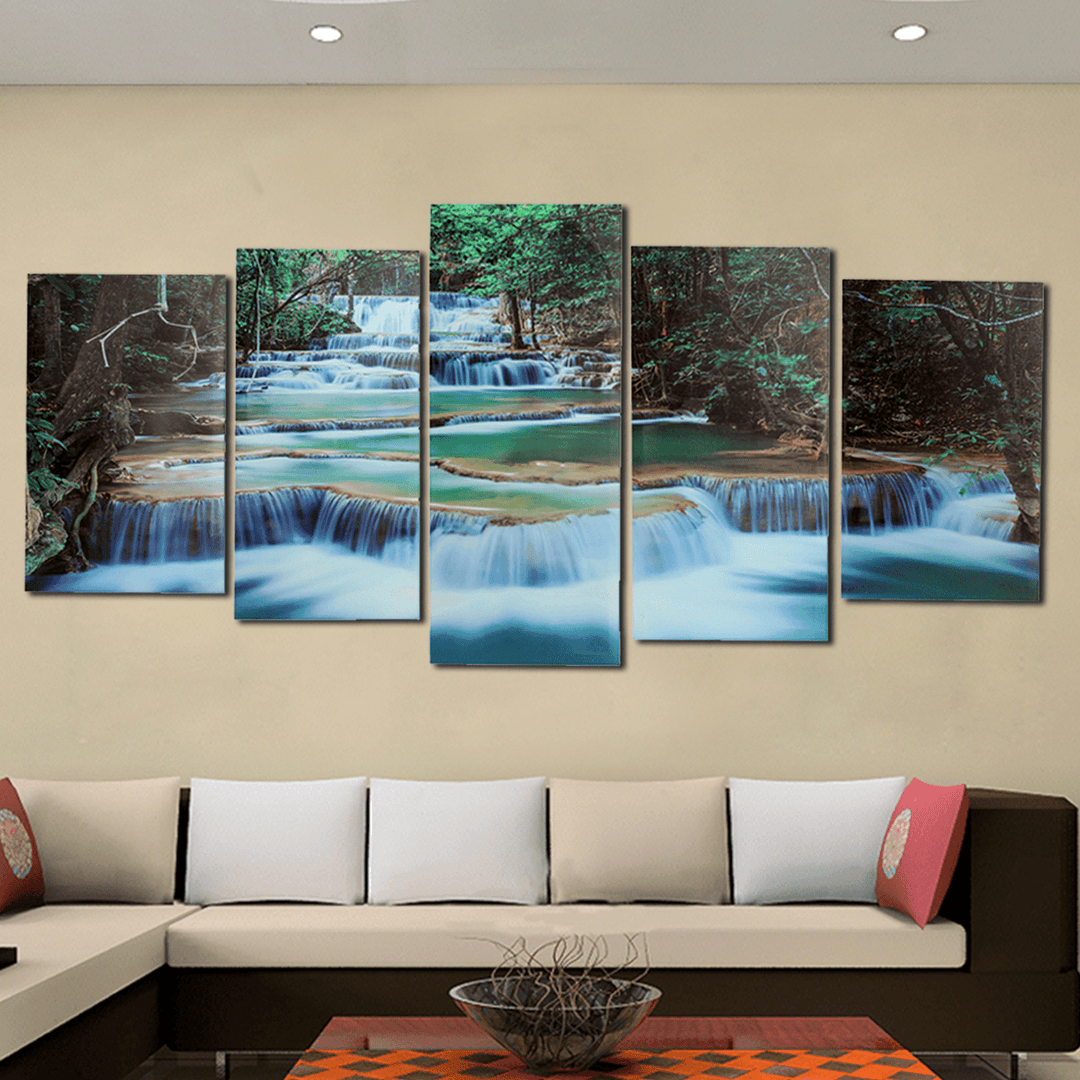 Large Framed Canvas Prints Forest Waterfall Painting Home Hanging Wall Decorations