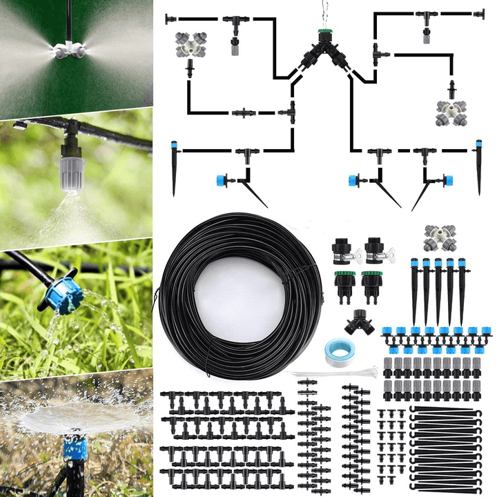 40M Automatic DIY Plant Watering Kit Garden Distribution Tubing Hose Adjustable Nozzle Irrigation System