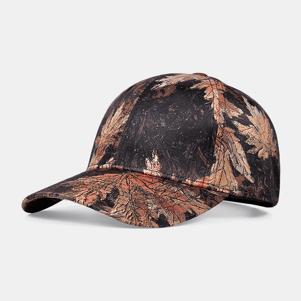 Women Overlay Maple Leaf Print Casual Fitted Cap Cotton Sunshade Adjustable Baseball Cap