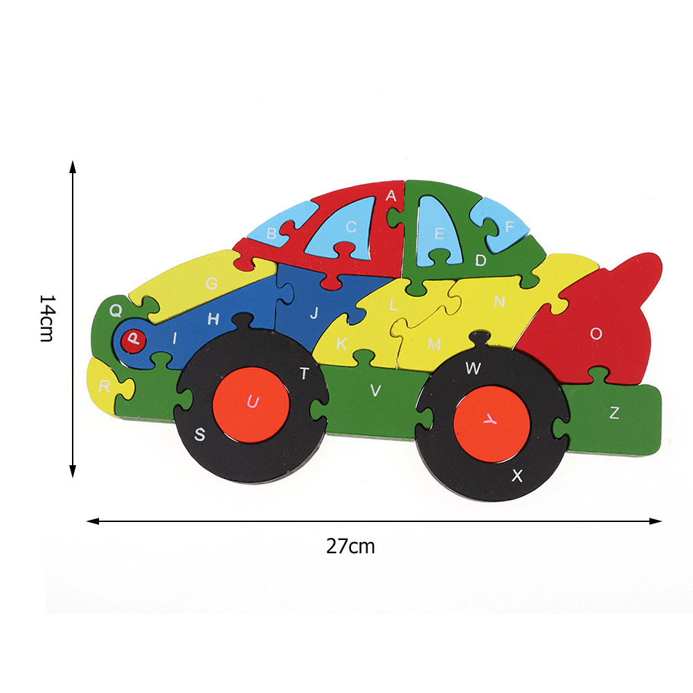 Children'S Wooden Alphabet and Numbers Environmental Protection Double-Sided Puzzle