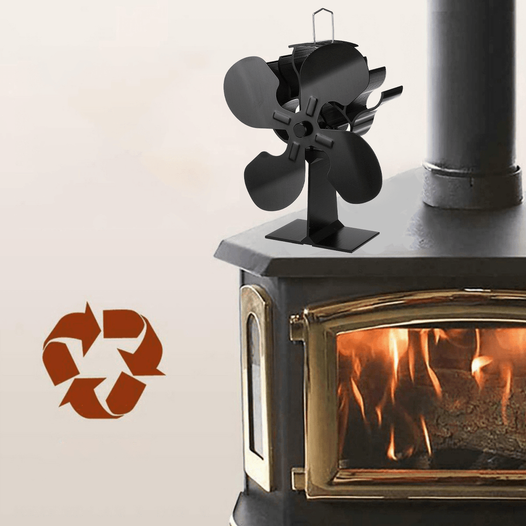 Ipree¬Æ 4 Blade Fireplace Fan Self-Powered Wood Stove Fan Burner Stove Fan for Home Travel