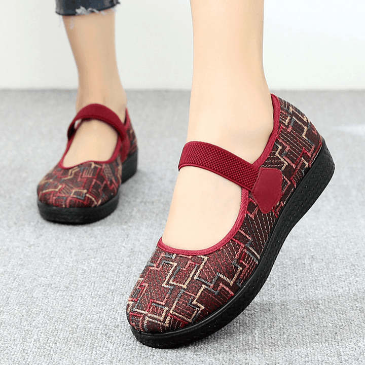 Women Old Peking Cloth Elastic Slip on Resistant Loafers