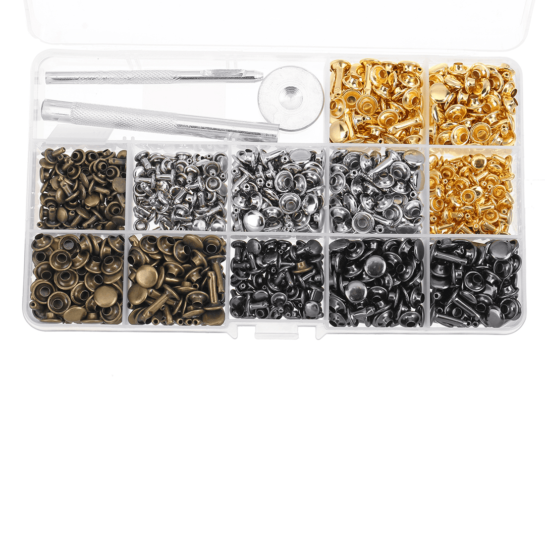 480Pcs Double Cap Rivets Tool Kit Metal Studs Hat Bag Leather Clothes Craft