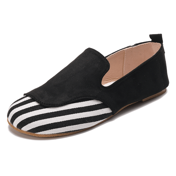 Women Casual Suede Stitching Slip on Flats - MRSLM