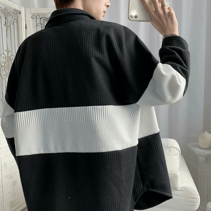 Fashion Men'S Loose Stitching Woolen Coat