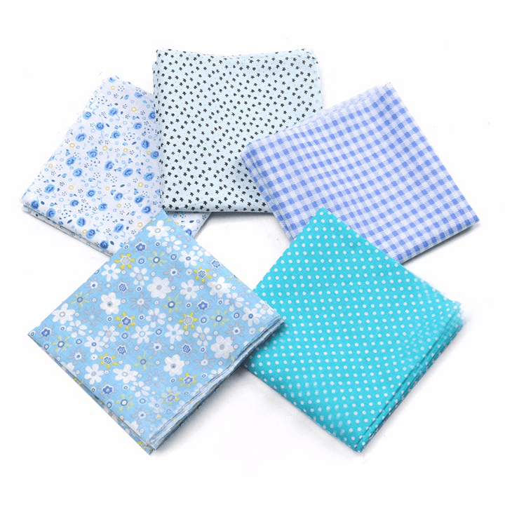 5Pcs/Set 19.7'' Series Fabric Cotton Bundles Fat Quarters Polycotton Material Florals Gingham Spots Non Woven Fabric