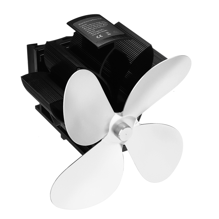 4 Blades Heat Powered Stove Fireplace Fan Silent Wall Mounted Eco-Friendly Heat Circulation Eco Fan