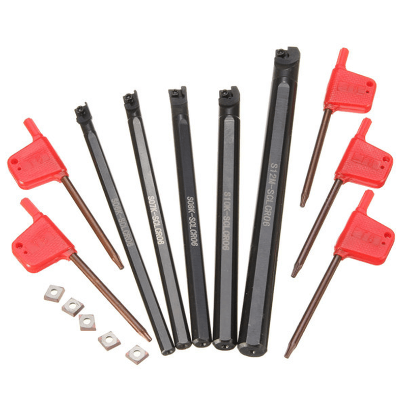 5Pcs SCLCR 6/7/8/10/12Mm Lathe Boring Bar Tunring Tool with 5Pcs CCMT0602 Insert