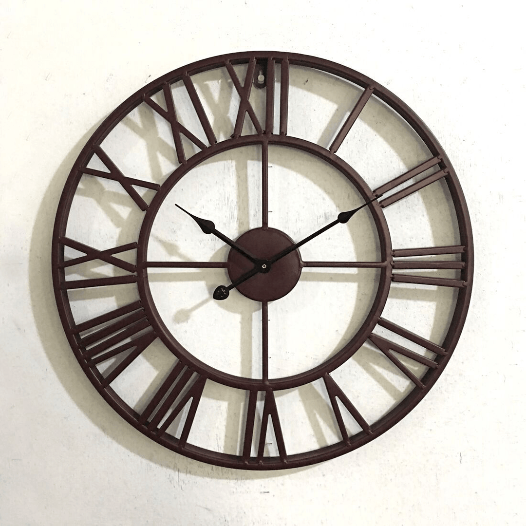 Creative Wall Clock Living Room round Hollow Out Cafe Bar Wrought Metal Vintage Wall Clock