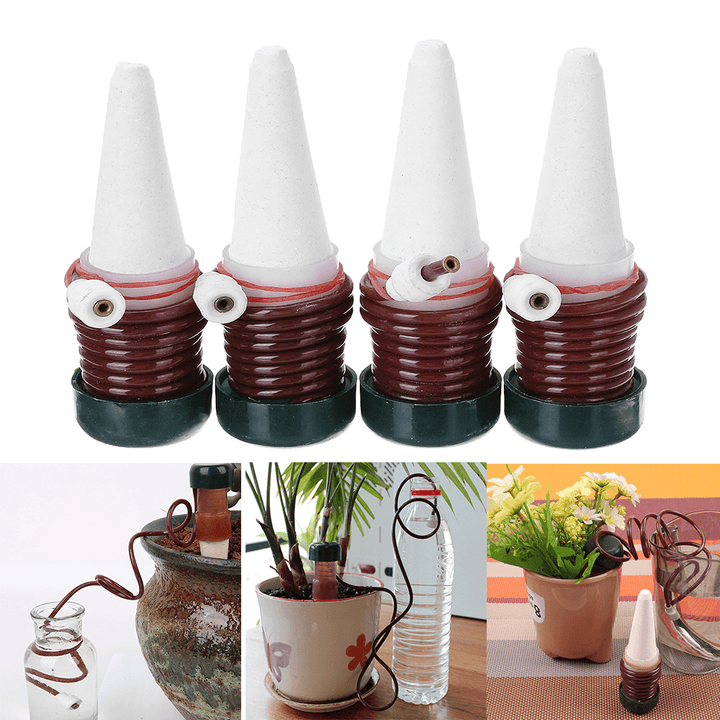 4Pcs/Set Plant Water Dripper Dispenser Garden Automatic Water Flow Droppers Water Bottle Drip Irrigation Watering System Kits W/ Water Pipe