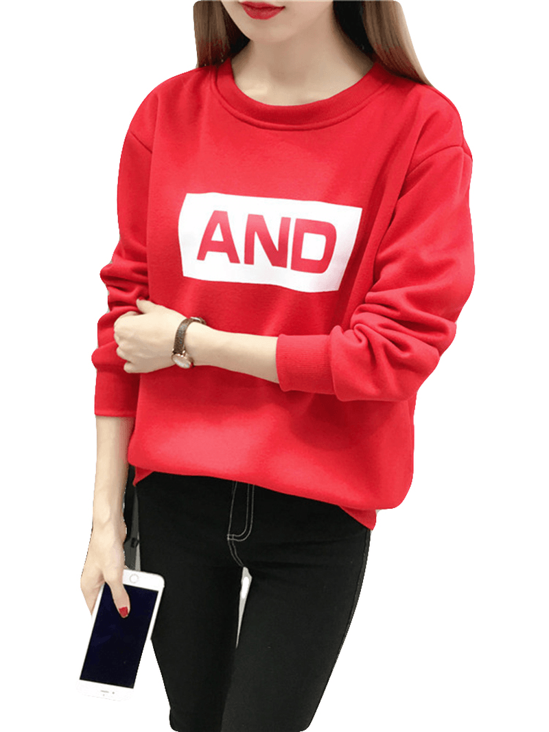 Letters Printed Long Sleeve O-Neck Sweatshirt