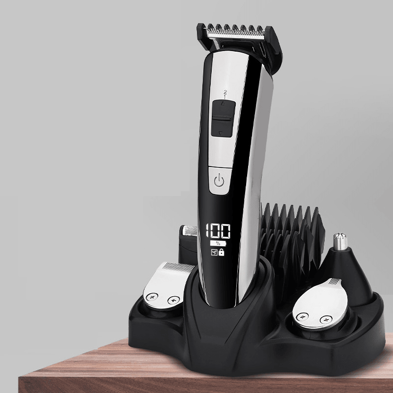 NK-2555 5 in 1 LCD Display Multifunctional Hair Trimmer USB Rechargeable Electric Hair Care Clipper