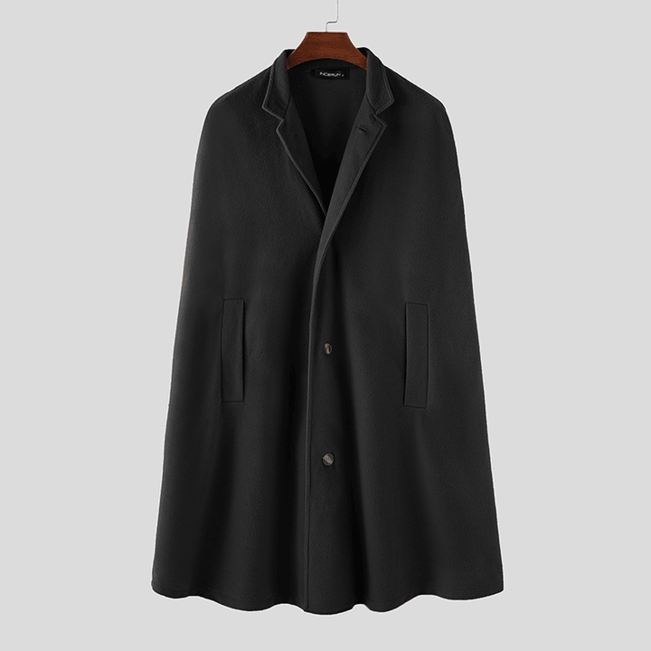 Mens New Mid Long Cloak Han Style Batwing Collar Coats