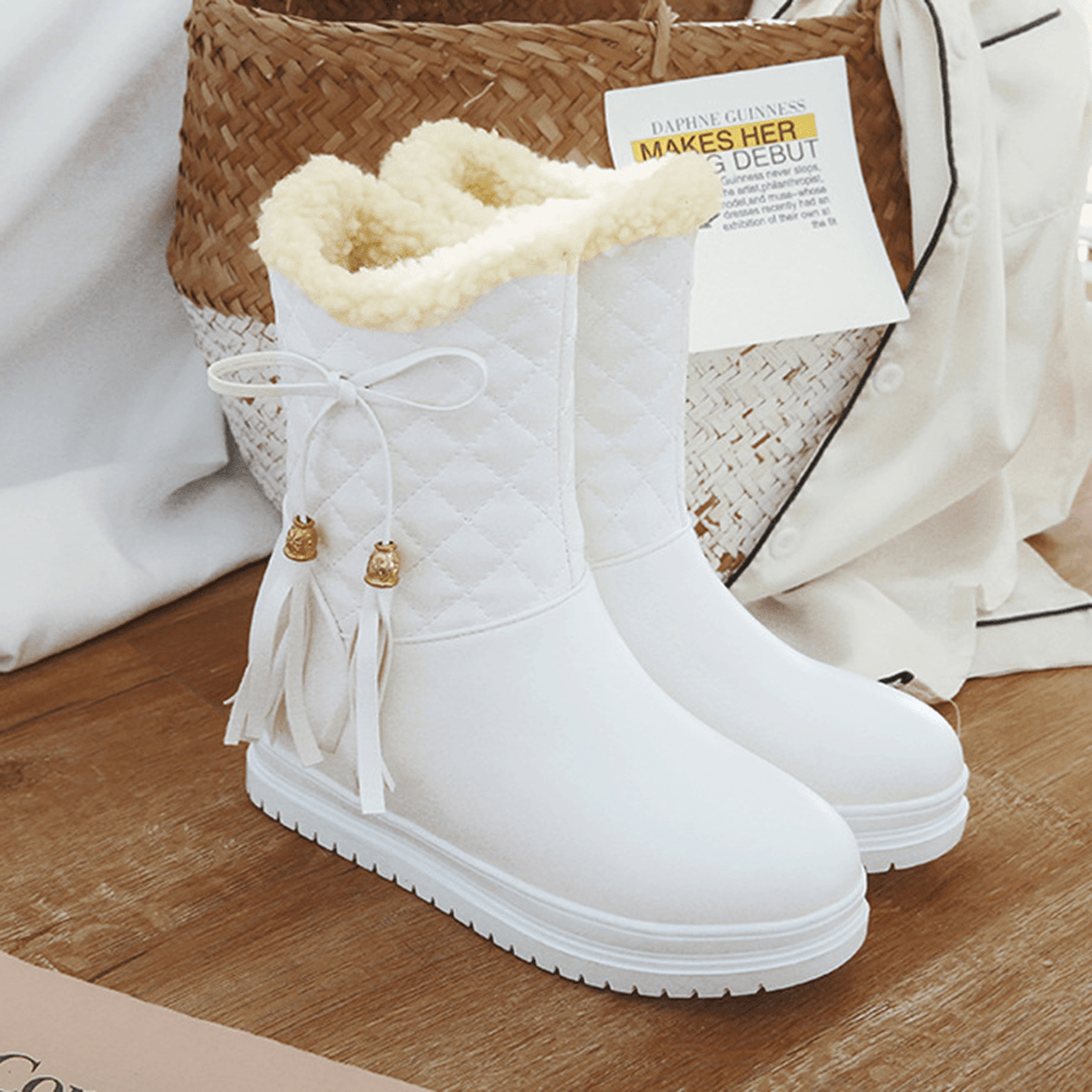 Warm Flat Platform Slip on Causal Soft Ankle Snow Boots